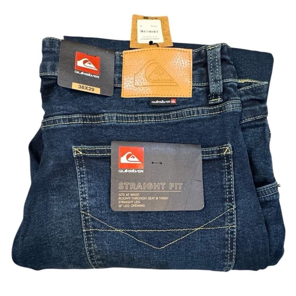 Quicksilver Straigt Fit 38x29 Men's Jeans‎ Blue Mountain Color
